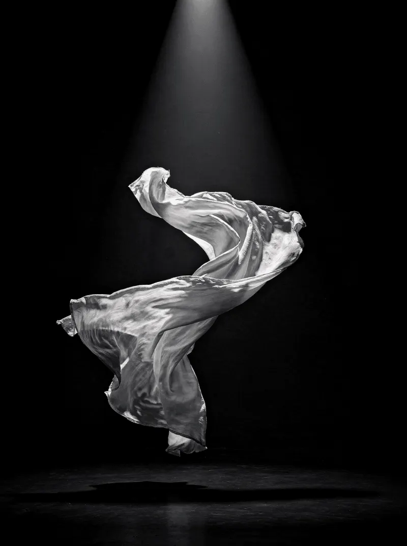 Monochrome fabric in spotlight