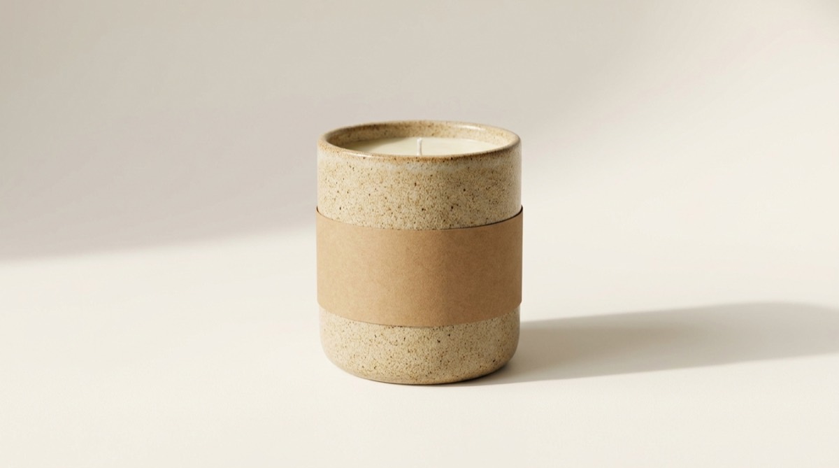 Source photo: candle packshot on a neutral background